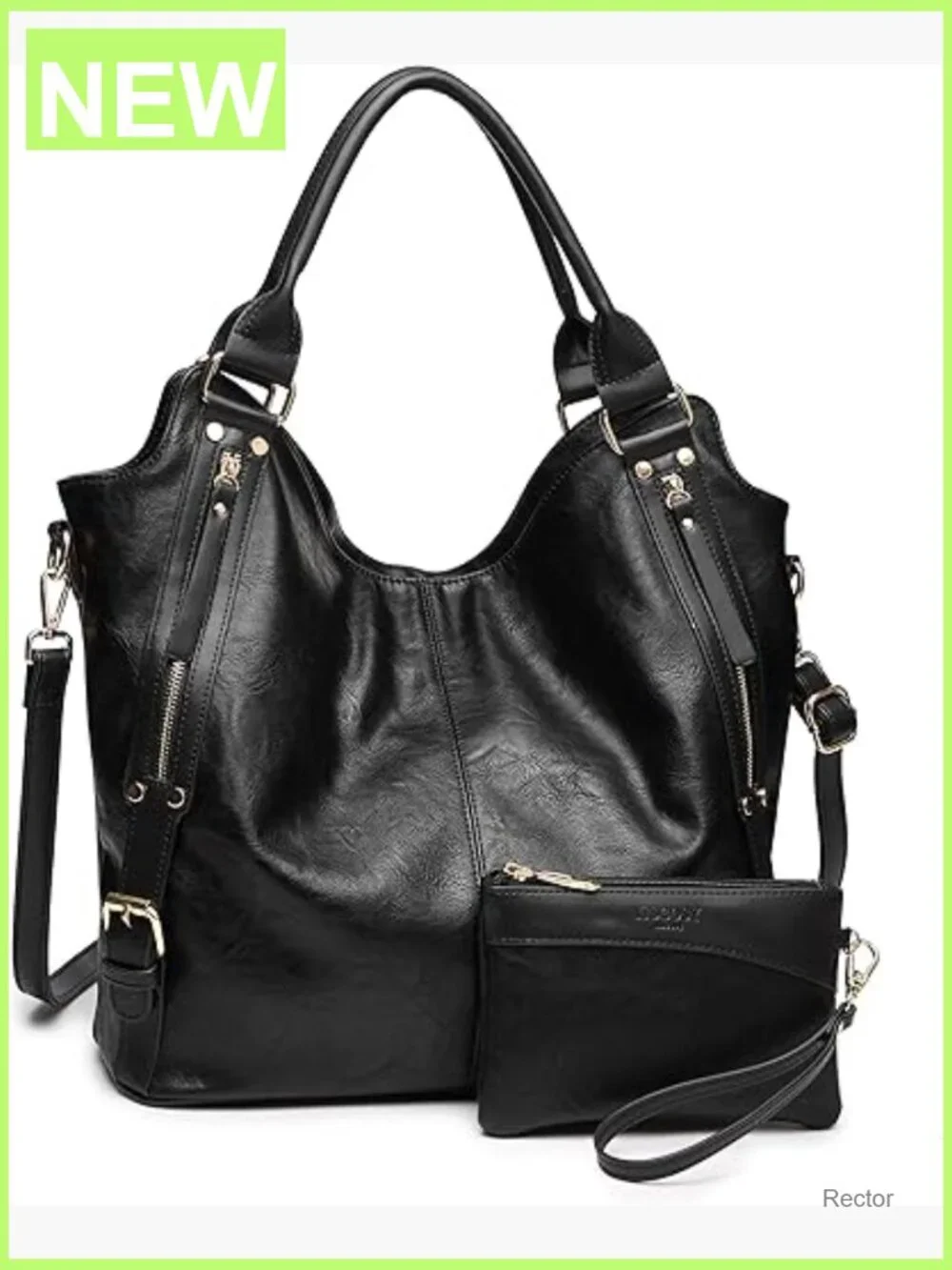 Large PU Leather Hobo Shoulder Tote Bag with Adjustable Strap